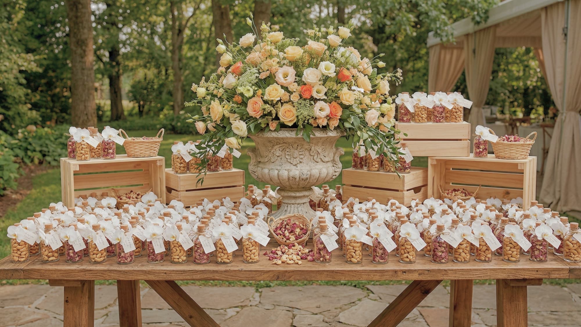 Wedding favors presentation for a wedding gifting program