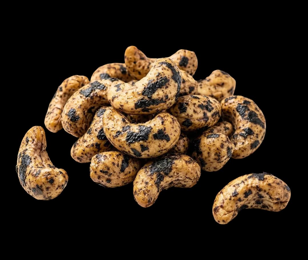 Seaweed cashews on a white background